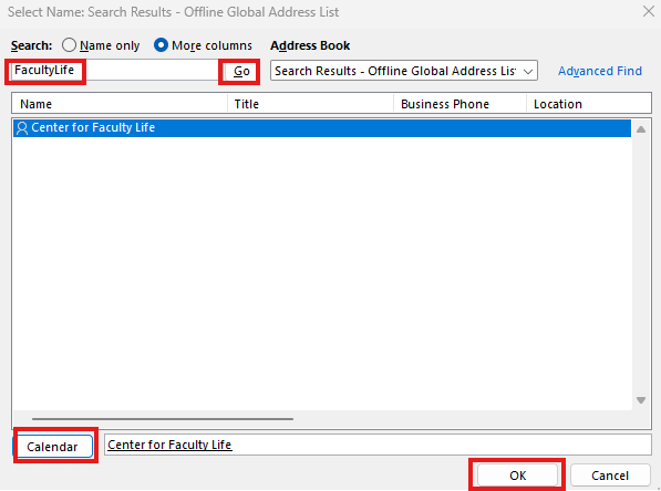 Screenshot of Outlook Calendar Screenshot of Outlook Calendar