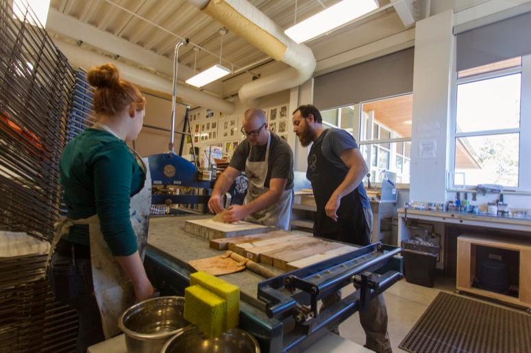 A printing press in action