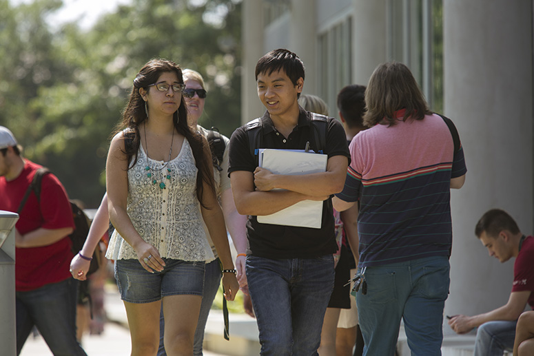 Students walking outside