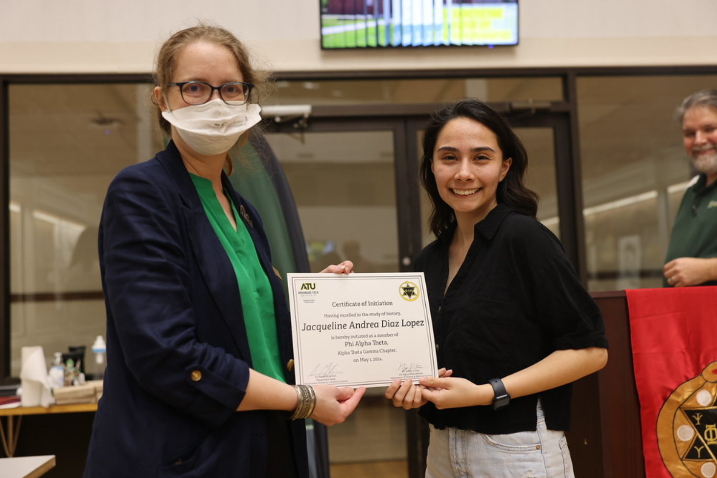 Dr. Utne welcomes Jacqueline Diaz Lopez into Phi Alpha Theta