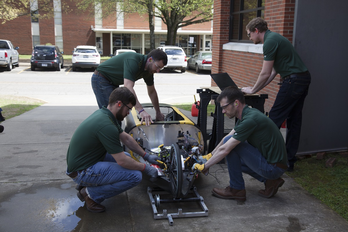 Photo of students working on a project